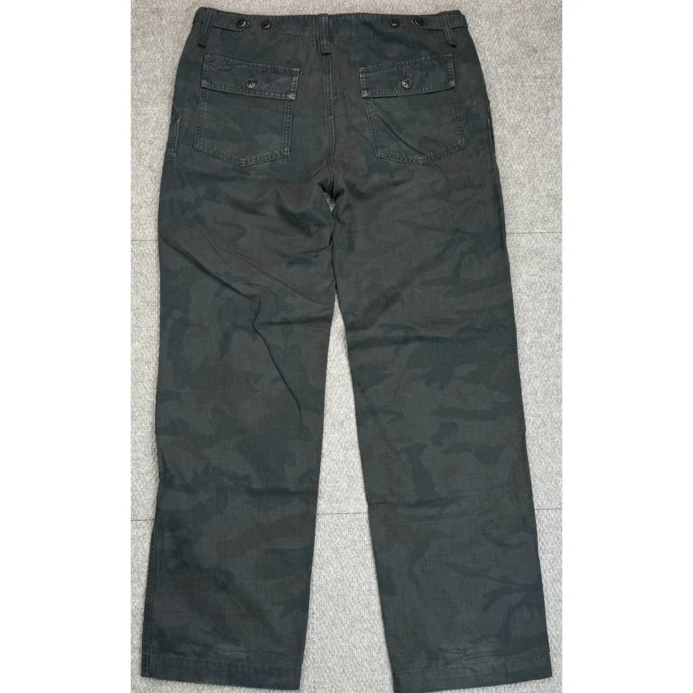 Hugo Boss Button Fly Slash Pockets Men's Camo Khaki Pants Size 36x33